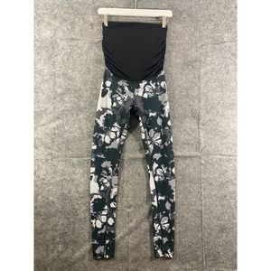 Beyond Yoga Maternity Leggings Small Gray Printed Love the Bump High Rise